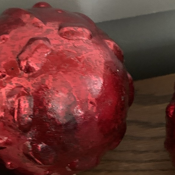 2 Vintage Red Mercury Heavy Glass Kugel Style Christmas‎ Ornaments 5" Large - Picture 4 of 6